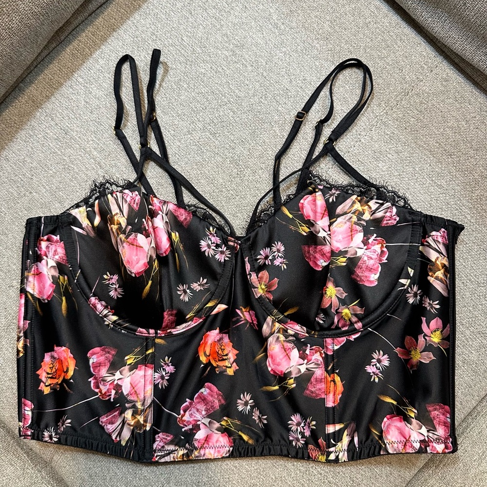 Victoria’s Secret Floral Satin Bustier Top